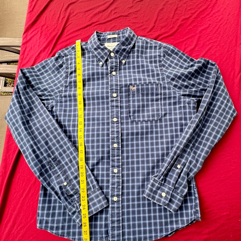 Abercrombie & Fitch Navy Checkered Button-Down Shirt